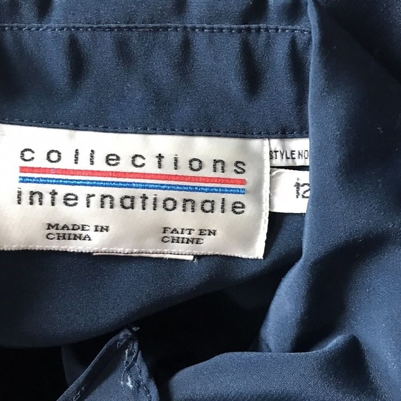 Collections Internationale Classy Button Up Ruffle Shirt ~ Sz 12 ~ Blue - Picture 4 of 4